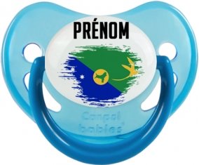 Drapeau effet pinceau L'île de noël avec prénom Tétine Physiologique Bleue phosphorescente