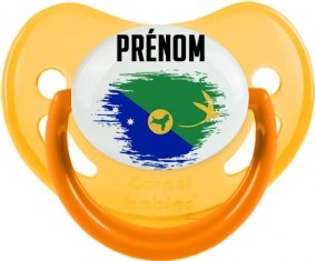 Drapeau effet pinceau L'île de noël avec prénom Tétine Physiologique Jaune phosphorescente