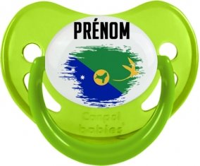 Drapeau effet pinceau L'île de noël avec prénom Tétine Physiologique Vert phosphorescente