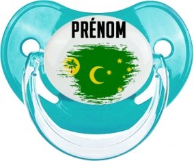 Drapeau effet pinceau Îles Cocos avec prénom : Sucette Physiologique personnalisée