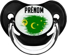 Drapeau effet pinceau Îles Cocos avec prénom Sucete Physiologique Noir classique