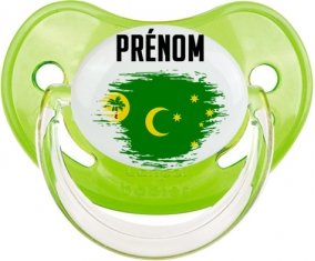 Drapeau effet pinceau Îles Cocos avec prénom Sucete Physiologique Vert classique