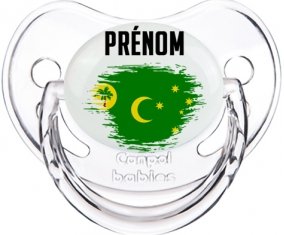 Drapeau effet pinceau Îles Cocos avec prénom Sucete Physiologique Transparent classique