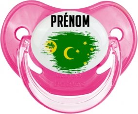 Drapeau effet pinceau Îles Cocos avec prénom Sucete Physiologique Rose classique