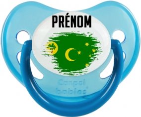 Drapeau effet pinceau Îles Cocos avec prénom Sucete Physiologique Bleue phosphorescente