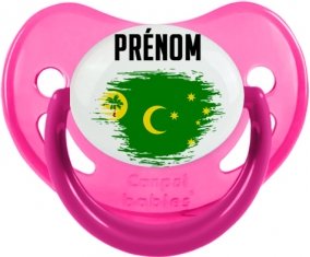Drapeau effet pinceau Îles Cocos avec prénom Sucete Physiologique Rose phosphorescente