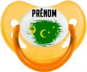 Drapeau effet pinceau Îles Cocos avec prénom Sucete Physiologique Jaune phosphorescente