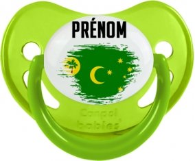 Drapeau effet pinceau Îles Cocos avec prénom Sucete Physiologique Vert phosphorescente