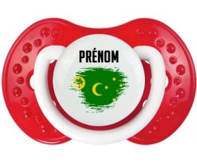 Drapeau effet pinceau Îles Cocos avec prénom Tétine LOVI Dynamic Blanc-rouge classique