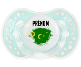 Drapeau effet pinceau Îles Cocos avec prénom Tétine LOVI Dynamic Retro-turquoise-lagon classique