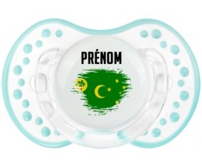 Drapeau effet pinceau Îles Cocos avec prénom Tétine LOVI Dynamic Retro-blanc-lagon classique
