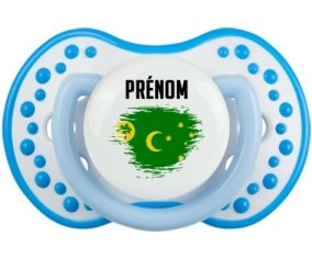Drapeau effet pinceau Îles Cocos avec prénom Tétine LOVI Dynamic Blanc-bleu phosphorescente