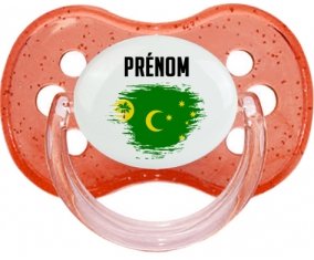 Drapeau effet pinceau Îles Cocos avec prénom Sucette Cerise Rouge à paillette