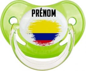Drapeau effet pinceau Colombie avec prénom Sucette Physiologique Vert classique
