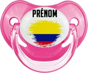 Drapeau effet pinceau Colombie avec prénom Sucette Physiologique Rose classique