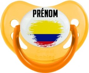 Drapeau effet pinceau Colombie avec prénom Sucette Physiologique Jaune phosphorescente