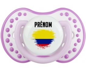Drapeau effet pinceau Colombie avec prénom Sucette LOVI Dynamic Blanc-mauve classique