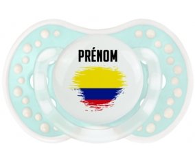 Drapeau effet pinceau Colombie avec prénom Sucette LOVI Dynamic Retro-turquoise-lagon classique