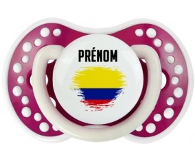 Drapeau effet pinceau Colombie avec prénom Sucette LOVI Dynamic Fuchsia phosphorescente
