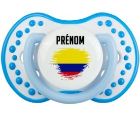 Drapeau effet pinceau Colombie avec prénom Sucette LOVI Dynamic Blanc-bleu phosphorescente