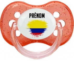 Drapeau effet pinceau Colombie avec prénom Sucette Cerise Rouge à paillette