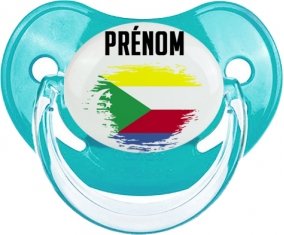 Drapeau effet pinceau Comores avec prénom : Sucette Physiologique personnalisée