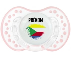 Drapeau effet pinceau Comores avec prénom Sucette LOVI Dynamic Retro-blanc-rose-tendre classique