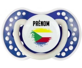 Drapeau effet pinceau Comores avec prénom Sucette LOVI Dynamic Bleu-marine phosphorescente