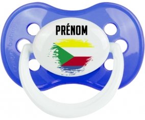 Drapeau effet pinceau Comores avec prénom : Sucette Anatomique personnalisée