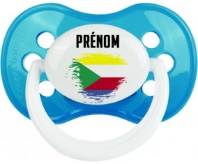 Drapeau effet pinceau Comores avec prénom Sucette Anatomique Cyan classique