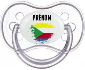 Drapeau effet pinceau Comores avec prénom Sucette Anatomique Transparente classique