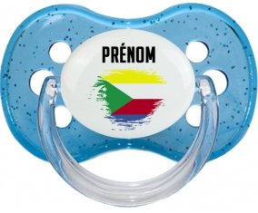 Drapeau effet pinceau Comores avec prénom : Tétine Cerise personnalisée