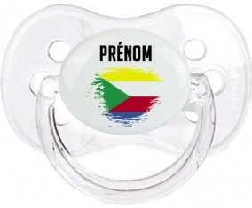 Drapeau effet pinceau Comores avec prénom Tétine Cerise Transparent classique