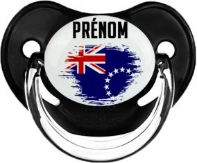 Drapeau effet pinceau les Îles Cook avec prénom Tétine Physiologique Noir classique