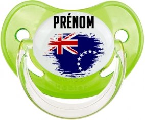 Drapeau effet pinceau les Îles Cook avec prénom Tétine Physiologique Vert classique