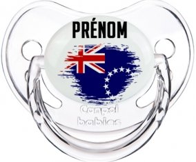 Drapeau effet pinceau les Îles Cook avec prénom Tétine Physiologique Transparent classique