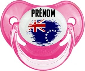Drapeau effet pinceau les Îles Cook avec prénom Tétine Physiologique Rose classique