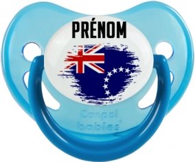Drapeau effet pinceau les Îles Cook avec prénom Tétine Physiologique Bleue phosphorescente