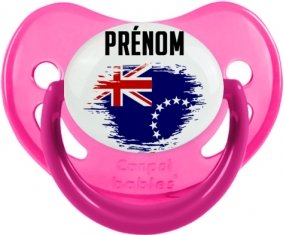 Drapeau effet pinceau les Îles Cook avec prénom Tétine Physiologique Rose phosphorescente