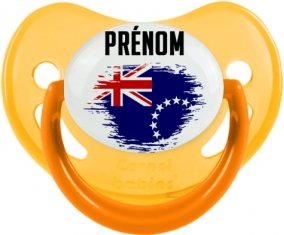 Drapeau effet pinceau les Îles Cook avec prénom Tétine Physiologique Jaune phosphorescente