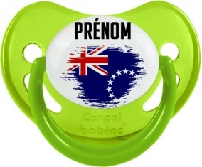 Drapeau effet pinceau les Îles Cook avec prénom Tétine Physiologique Vert phosphorescente