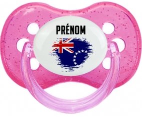 Drapeau effet pinceau les Îles Cook avec prénom Sucete Cerise Rose à paillette