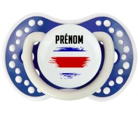 Drapeau effet pinceau Costa Rica avec prénom Tétine LOVI Dynamic Bleu-marine phosphorescente
