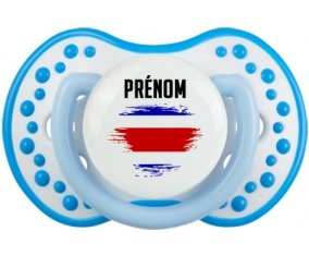 Drapeau effet pinceau Costa Rica avec prénom Tétine LOVI Dynamic Blanc-bleu phosphorescente