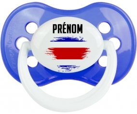 Drapeau effet pinceau Costa Rica avec prénom Sucette Anatomique Bleu classique