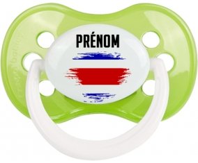 Drapeau effet pinceau Costa Rica avec prénom Sucette Anatomique Vert classique