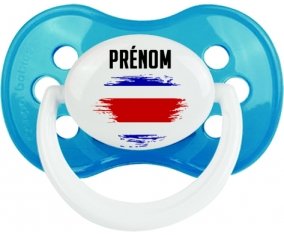Drapeau effet pinceau Costa Rica avec prénom Sucette Anatomique Cyan classique