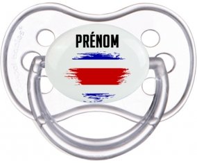 Drapeau effet pinceau Costa Rica avec prénom Sucette Anatomique Transparente classique