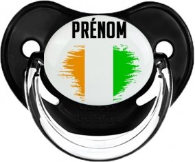 Drapeau effet pinceau Côte d'Ivoire avec prénom Sucette Physiologique Noir classique