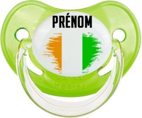 Drapeau effet pinceau Côte d'Ivoire avec prénom Sucette Physiologique Vert classique